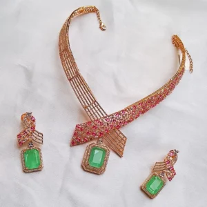 Alternative view of American Diamond Statement Necklace Set