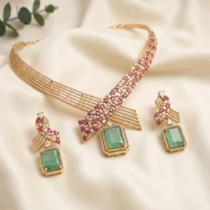 American Diamond Statement Necklace Set
