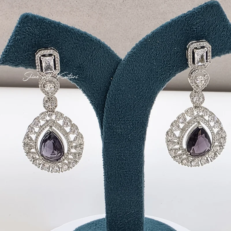 Amethyst Teardrop Crystal Necklace Set - Image 3