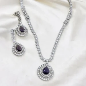 Amethyst Teardrop Crystal Necklace Set