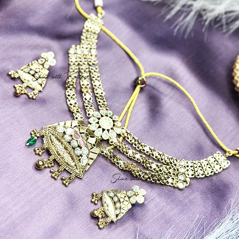 Multi-Layered Kundan Necklace Set - Image 4