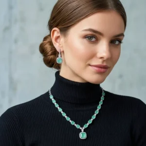 Aqua Stone Necklace & Earring Set