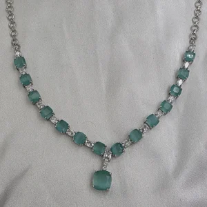 Aqua Stone Necklace Set with Earrings - Image 6