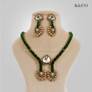 Shop Kundan Necklace with long Earrings, Handcrafted Polki Necklace