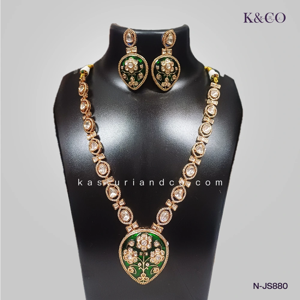 Royal Meenakari Long Necklace with heavy pendant - Image 3