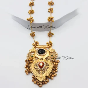 Antique Long Necklace with Kundan, Stones