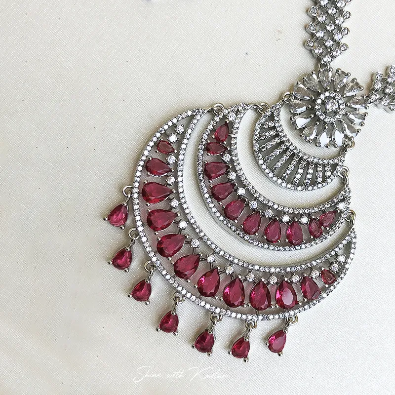 Ruby Cascade CZ Statement Long Necklace - Image 4