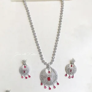 Alternative view of Ruby Radiance CZ Pendant Long Necklace