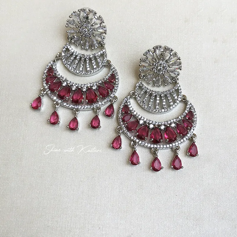 Ruby Cascade CZ Statement Long Necklace - Image 3