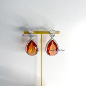 Celeste Pear Drop Necklace Set, Orange - Image 4