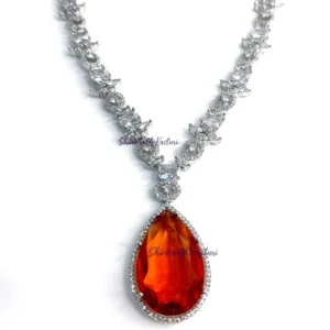 Celeste Pear Drop Necklace Set, Orange - Image 5