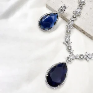 Celeste Pear Drop Necklace Set, Blue - Image 3