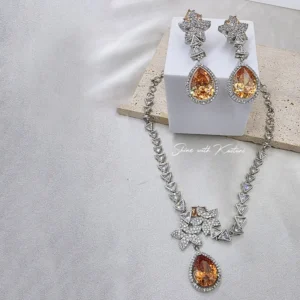 Citrine Drop Necklace Set with Earrings - Image 5