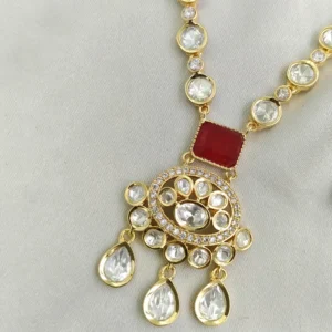 Ruby Glow Kundan Pendant Necklace Set - Image 3