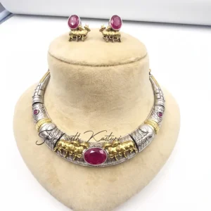 Handmade Indian Hasli Choker, Pink