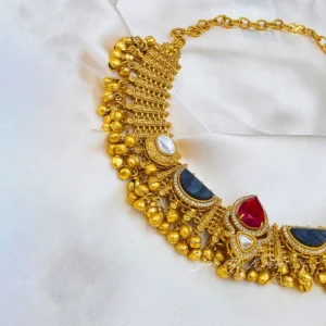 Alternative view of Royal Heritage Polki Choker Set, Multi