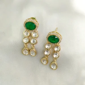 Emerald Radiance Kundan Drop Necklace Set - Image 4