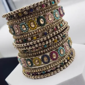 Multicolor Kundan Stone Bangle Set - Image 2