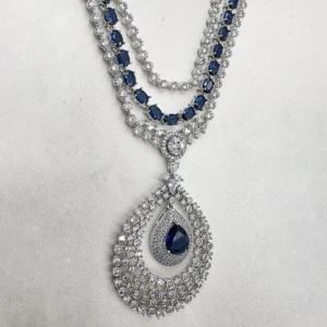 Midnight Sapphire CZ Layered Necklace Set - Image 5