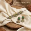Meenakari Oxidised Choker Set with Earrings, Green