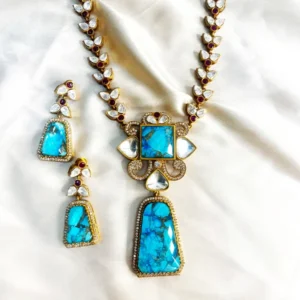 Buy Indian Kundan Necklace with Mint Stone