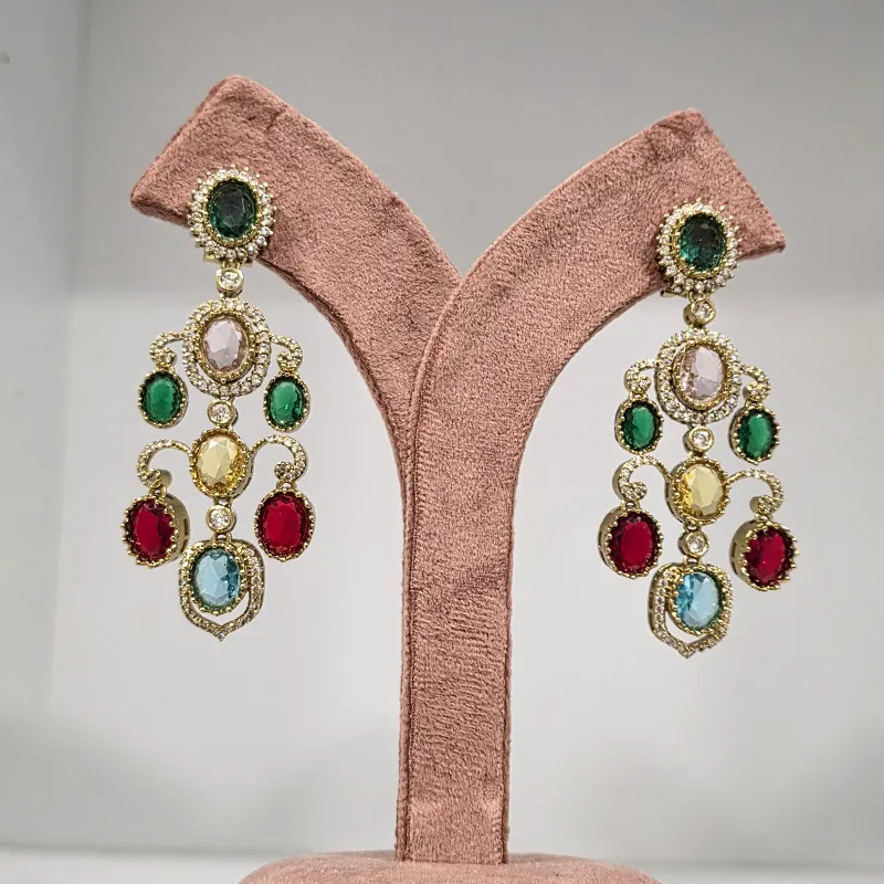 Sabyasachi Inspired Navratan Statement Earrings - Image 2