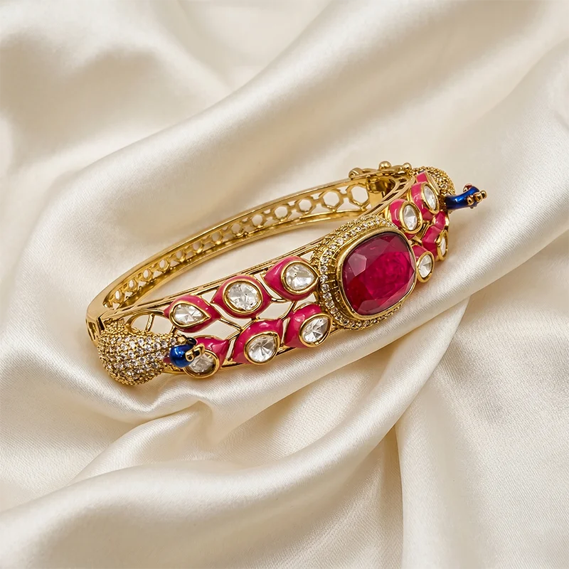 Buy Peacock Kundan Openable Bangle