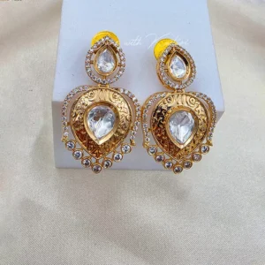 Polki Teardrop Kundan Necklace Set - Image 5