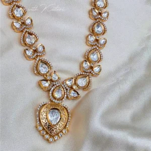 Polki Teardrop Kundan Necklace Set - Image 4