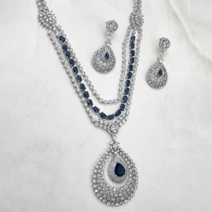 Midnight Sapphire CZ Layered Necklace Set - Image 4