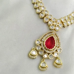 Ruby Radiance Kundan Statement Necklace Set - Image 4