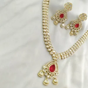 Ruby Radiance Kundan Statement Necklace Set - Image 3