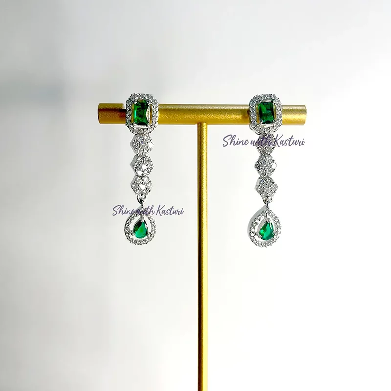 Lovisa Layered Necklace, CZ & Stones, Silver plated Green - Image 3
