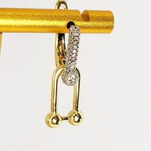 U-Link Cubic Zirconia Earrinngs, Gold Plated - Image 3