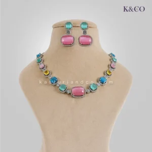 Zina CZ and Stone Statement Necklace Set
