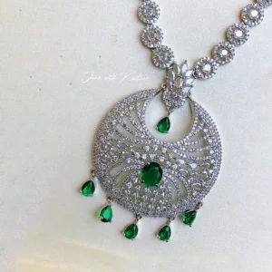 Emerald Radiance CZ Pendant Long Necklace - Image 3