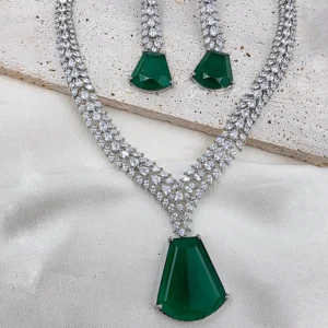 Royal CZ Stone Statement Necklace Set - Image 2
