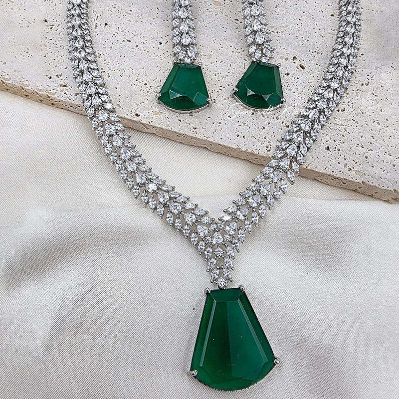 Royal CZ Stone Statement Necklace Set - Image 2