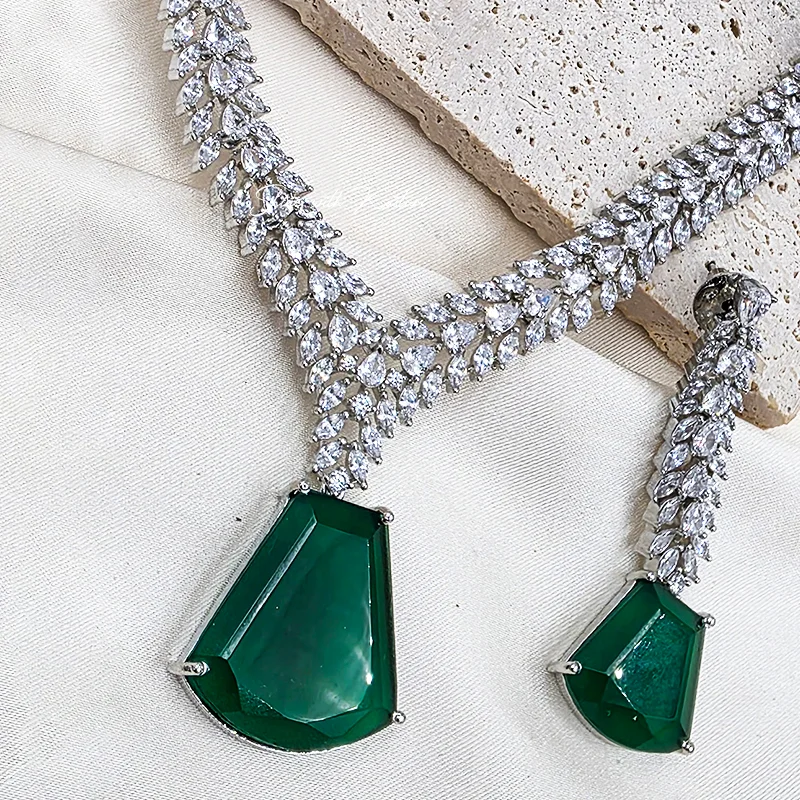 CZ Stone Statement Necklace Set