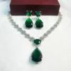 CZ teardrop pendant necklace set