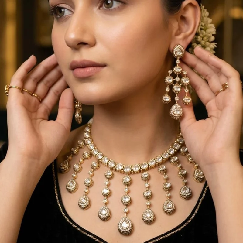 Chandrika Statement Polki Kundan Necklace Set