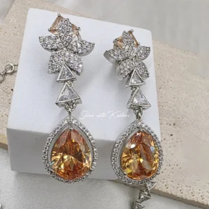 Citrine Drop Necklace Set with Earrings - Image 4