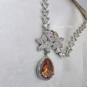 Citrine Drop Necklace Set with Earrings - Image 3