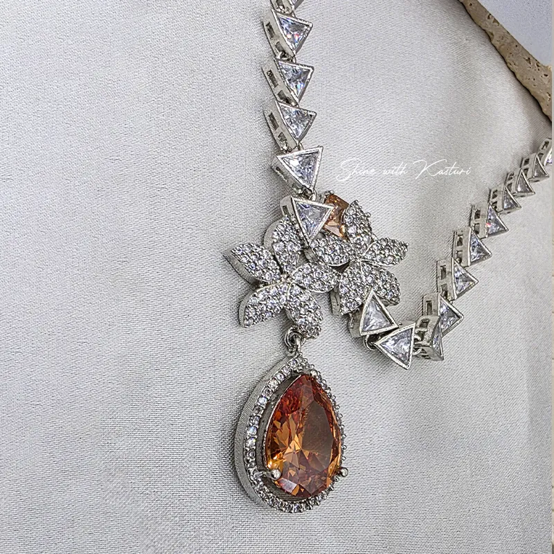 Citrine Drop Necklace Set with Earrings - Image 3