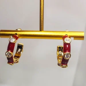 Crimson Embellished Hoops - Image 3