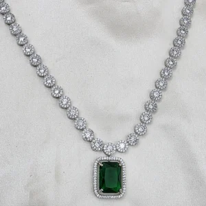 Alternative view of Emerald Crystal Pendant Necklace Set