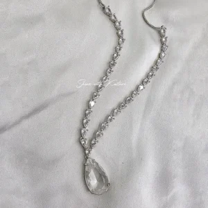 Crystal Teardrop Necklace Set with Matching Earrings - Image 3