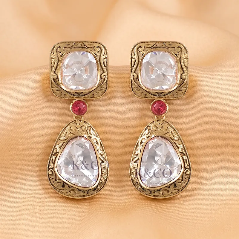 Designer Polki Earrings with stone Online