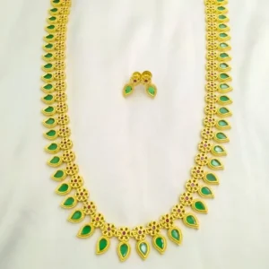 Manga Malai Long Necklace Set, Green - Image 4
