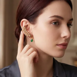 Emerald Bloom Leaf Drop Earrings